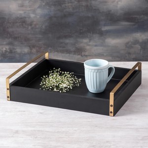 Plateau de service en métal luxueux avec miroir, ajoute une touche élégante et durable, décoration pour la vanité, le bar, les essentiels pour l'accueil à domicile - Product Image 3