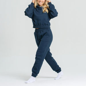 Conjunto Deportivo de 2 Piezas para Mujer, Sudadera con Capucha Holgada y Pantalones Deportivos de Algodón Grueso y Transpirable, Ideal para Gimnasio y Running - Product Image 1