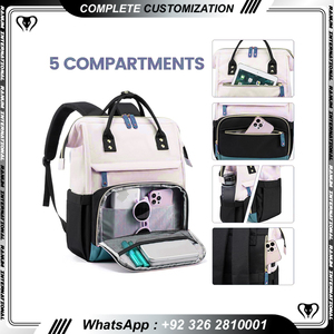 Sac en cuir pour femmes et hommes avec logo en relief personnalisé étanche à la mode ordinateur portable d'affaires pour femmes ordinateur portable décontracté sport étudiant à l'école - Product Image 2