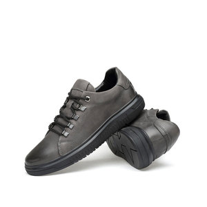 Custom Color Solid Genuine <b>Leather</b> Lace-Up Lightweight Mens Lifestyle <b>Sneakers</b> Soft Sole Comfortable Walking Casual - Product Image 1