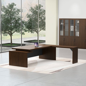 Sang trọng Ông Chủ bàn trắng văn phòng bằng gỗ bàn Glossy bàn văn phòng CEO Ergonomic L hình dạng văn phòng <span class=keywords><strong>dsek</strong></span> với ghế Bộ - Product Image 5