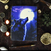Grimoire en cuir créatif imprimé loup, 400 pages, livre de sorts vintage, Al Amir, fait main, journal de sorcière, cadeau pour lui et pour elle, cadeau promotionnel