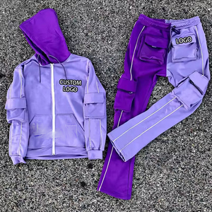 Ensemble survêtement et sweat-shirt pour homme en coton 100% délavé à l'acide, design personnalisé, streetwear, deux pièces - Product Image 1