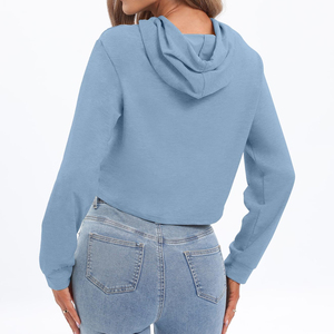 Créez Votre Propre Vente Chaude et Bas Prix Femmes Crop Top Hoodies Logo Personnalisé Imprimé Tendance Streetwear Avec Col À Capuche - Product Image 2