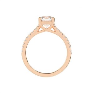 Anillo de oro rosa con diamante de moissanita, joyería de lujo sostenible de corte radiante para cada ocasión, joyería para mujer - Product Image 3