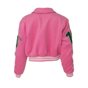 Dernière veste bomber de baseball en toile pour homme à col montant tendance avec logo personnalisé, manches longues, 100% laine - Product Image 4