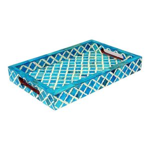 Bandeja de servicio con incrustaciones de hueso de diseño floral para Navidad Bandeja de patrones elegantes para ocasiones - Product Image 1