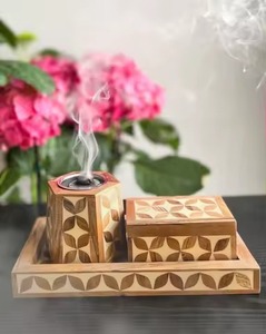 Mop Luxury Handmade <b>Wooden</b> Bakhoor <b>Burner</b> Tray Set with Metal Cup & Storage Box Premium Arabic Incense <b>Burner</b> Ramadan Eid Gift - Product Image 1