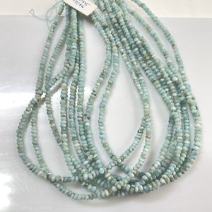 Cuentas de forma de Rondelle facetadas Larimar de alta calidad, piedras preciosas azules naturales para la fabricación de joyas, cuentas al por mayor - Product Image 3