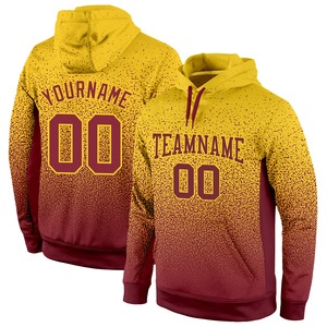 Directo industria venta al por mayor 3D bordado personalizado cosido oro Borgoña se desvanecen moda deportes pulóver Sudadera con capucha - Product Image 1