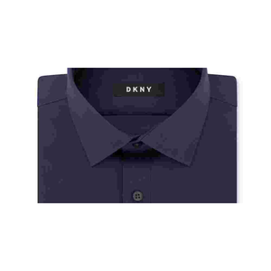 Camicia Casual da Uomo DKNY in Popeline Elasticizzato Slim Fit con Bottoni, Blu Navy, Taglia 6XL, Colletto Rialzato, Antipiega, Fornitura ODM - Product Image 2