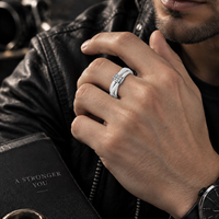 Bague de promesse et de mariage JLM en céramique blanche et acier inoxydable 316, double rangée de zircone cubique de 8 mm, entrelacée, pour femmes et hommes