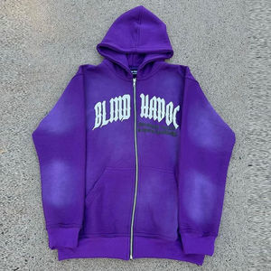 Survêtement à capuche tendance pour homme, qualité supérieure, effet délavé soleil, tissu respirant, fermeture éclair, effet usé - Product Image 4