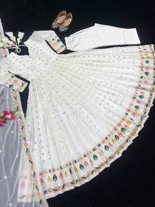 Vêtements Ethniques Indiens Lourds Georgette Broderie Design Travail Long Anarkali Robes avec Fantaisie Broderie Travail Dupatta Pishwas - Product Image 2