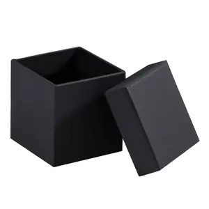 กล่องกระดาษของขวัญงานฝีมือสีดำขนาด3x3x3นิ้วกล่องกระดาษคราฟท์ขนาด4x4x4นิ้วแบบกำหนดเอง