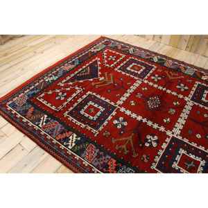 Tapis turc, tapis vintage 6,8x9,4 pieds, tapis en laine rouge et bleu à motifs floraux - Product Image 4