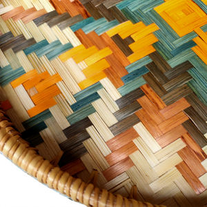 ถาดหวายลายไม้ไผ่หลากสีและตะกร้าหวายถาดเสิร์ฟสำหรับจัดเก็บและจัดระเบียบบ้านพร้อมที่จับ - Product Image 4