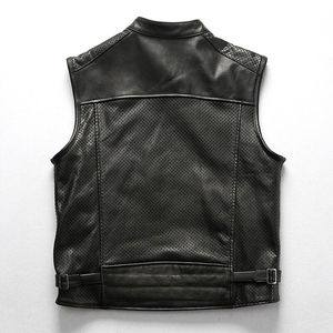 Gilet de moto en cuir vintage de haute qualité OEM Gilet d'hiver en cuir pour l'extérieur Gilet respirant de style personnalisé - Product Image 2