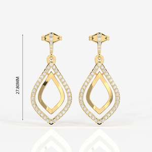 Luxe Petal Moissanite Danglers <b>Cute</b> Gold Plated Drop and Pendant <b>Earrings</b> Geometric Sterling Silver Jewelry for Weddings - Product Image 4
