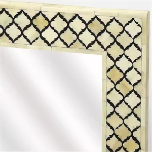 Espejo de pared moderno hecho a mano y decoración de pared, ideal para sala de estar u oficina, espejos con incrustaciones de hueso de lujo de Crescent Crafts - Product Image 2