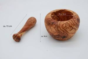 Mortier et pilon en bois arrondi créatif accessoires de cuisine de restaurant à domicile outils d'herbes et d'épices broyeur de médicaments en granit - Product Image 3