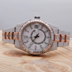 Montre-bracelet à mouvement à quartz pour homme de 41mm de diamètre et 20mm de largeur entièrement glacée Baguette VVS-Moissanite Diamants Acier inoxydable Verre - Product Image 5