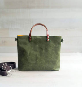 Bolso de lona encerada pequeño verde oscuro para hombres y mujeres, bolso Unisex, moda de otoño, rústico, otoño, invierno, cosecha, llevar a la LCTG-0062 - Product Image 2