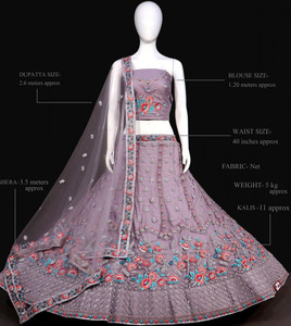 Fabzone BridalWear Premium Net Lehenga Choli Pour Femmes Avec Broderie et Travail de la Pierre - Product Image 4