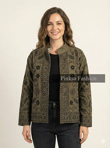 Chaqueta de terciopelo de lujo para mujer, estilo suzani, bordado bohemio hecho a mano, inspiración vintage, motivo tropical, otoño invierno, tejido de algodón. - Product Image 3