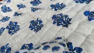 Indian Handmade Floral Cotton <b>Waffle</b> Quilt Bed Cover - Product Image 5