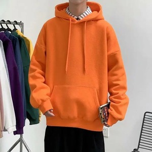 00% coton Polyester mélange solide col à capuche pull surdimensionné sweats pour hommes long cordon à capuche grandes tailles tricoté - Product Image 1