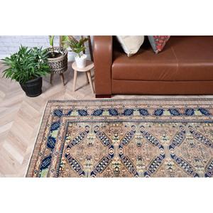 Alfombra Turca Grande de 6.1x9.4 pies, Alfombra de Lana Vintage con Diseño de Patchwork Azul - Product Image 3