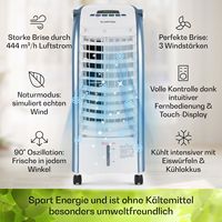 Ventilateur rafraîchisseur d'air à eau 444 m3/h, réservoir 6L, tour de refroidissement portable pour la maison, pour pièces jusqu'à 40 m², 65W, 51 dB, blanc