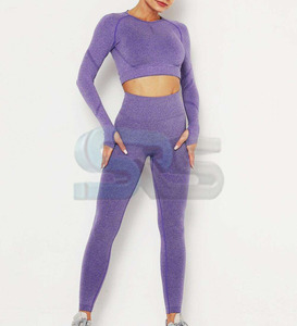 ชุดเซตโยคะผ้าฝ้าย2025ผู้หญิงชุดออกกำลังกายไร้ตะเข็บกางเกงเลกกิ้งสองชิ้นและสปอร์ตบรา - Product Image 1