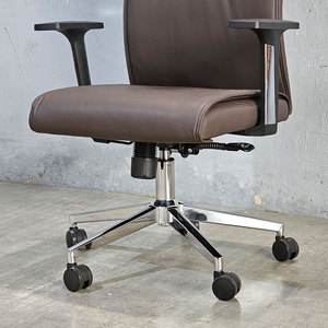 Ergonomic Brown Faux Leather <b>Cushion</b> Office Chair Swivel Base Adjustable Height Contemporary Design for Home Workshop-MF6635N - Product Image 5