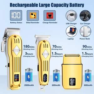 Kit de toilettage professionnel pour hommes, rasoir électrique rechargeable sans fil avec tondeuse à barbe, machine à couper les cheveux, prise américaine - Product Image 3