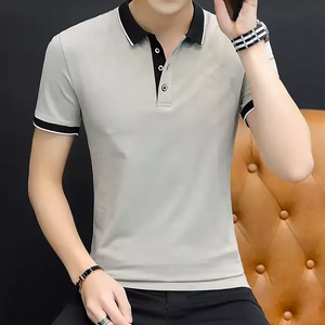 2023 hombres para polo único 100% algodón transpirable bordado Logo patrón sólido lona al por mayor - Product Image 2