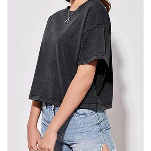Venta al por mayor 2025 ácido lavado camiseta para las mujeres personalizadas ácido lavado camiseta diseño personalizado - Product Image 6