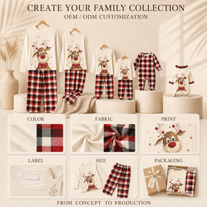 Nouvel ensemble de pyjama en coton modal à manches longues, style européen-américain, couleur unie, confortable pour l'hiver, tenue parent-enfant, Noël - Product Image 6