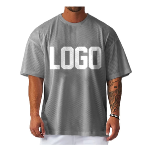 เสื้อยืดตาข่ายคอตตอน100% สำหรับผู้ชายทรงหลวมระบายอากาศได้ดีพิมพ์ลาย - Product Image 3