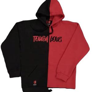 ชุดนักวิ่งแบบสองชิ้นของผู้ชายชุดผ้าฝ้ายมีฮู้ดพิมพ์ลายขอบขอบตัดและพิมพ์พัฟกางเกงซับใน - Product Image 1