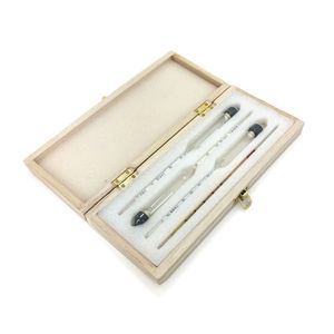 AEK-Tech Kit d'hydromètres à alcool en plastique 3 pièces avec thermomètre 040-70100, plage de mesure, compensation de température, boîte en bois pour - Product Image 1