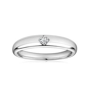 Anillo de Compromiso de Plata de Ley 925 con Moissanita Princesa Auténtica, Engaste de Bisel, Anillo de Boda Ancho y Grueso, Anillo de Sello con Cúpula, Regalo de Moda - Product Image 1