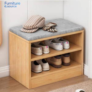 Banc de rangement de chaussures avec coussin-Armoire à chaussures classique avec siège à coussin-Cadre solide Sièges confortables et rangement fonctionnel - Product Image 3