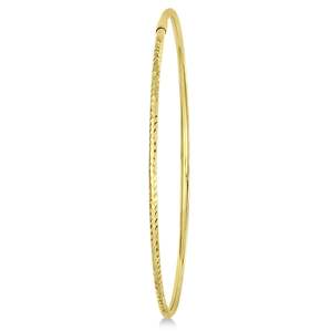 Bracelet jonc empilable en or jaune 14 carats à facettes diamant - Product Image 1