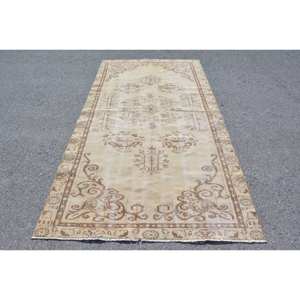 พรมขนสัตว์สีเบจสีน้ำตาลคลาสสิกขนาด4.9x9.4ฟุตแนววินเทจสไตล์ตุรกีสานเรียบมีลวดลายเย็บปะติดปะต่อกันสำหรับห้องนั่งเล่นห้องโถงของตกแต่ง - Product Image 1