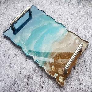 Artistic resin serving tray unique handcrafted pattern ideal for home entertaining parties celebrations or <b>gifting</b> ideas - Product Image 6