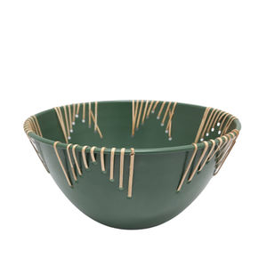 Vaisselle Fer & Canne Bol Rond Vert Armée Couleur Naturelle Saladier Pour Cuisine & Décoration de Mariage Personnalisé - Product Image 2