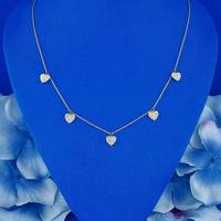 Collier de station de coeur en diamant pavé naturel en or 18 carats fait à la main en forme de coeur collier de chaîne réglable en forme de coeur
