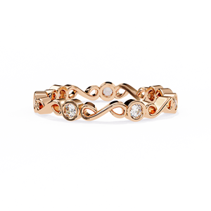 Elegante Anillo Infinito de Circonita, Anillo de Eternidad de Oro Rosa de 14K, Anillo de Bodas Apilable, Anillo de Aniversario con Engaste de Bisel, Lujoso, Unisex - Product Image 5